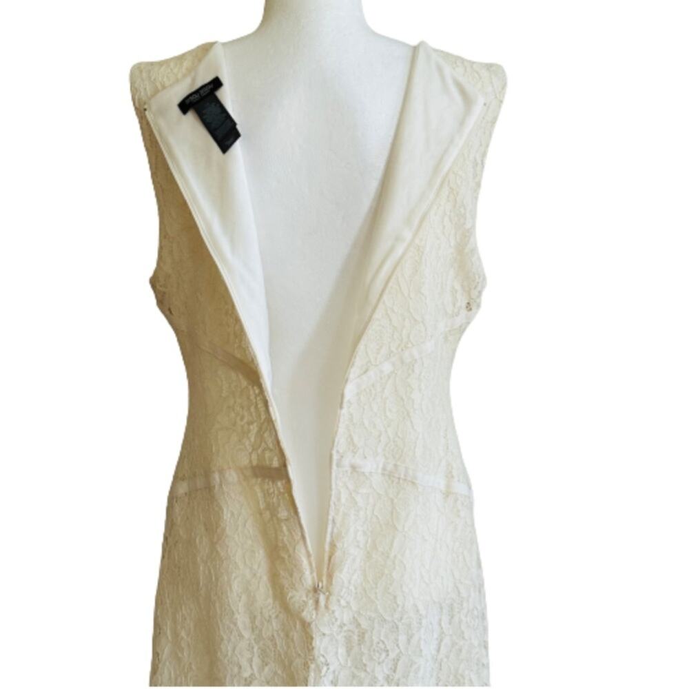 Bisou Bisou Dress Cream Floral Lace Overlay Ribbon Sleeveless Mini Size 14 NEW - Picture 6 of 12